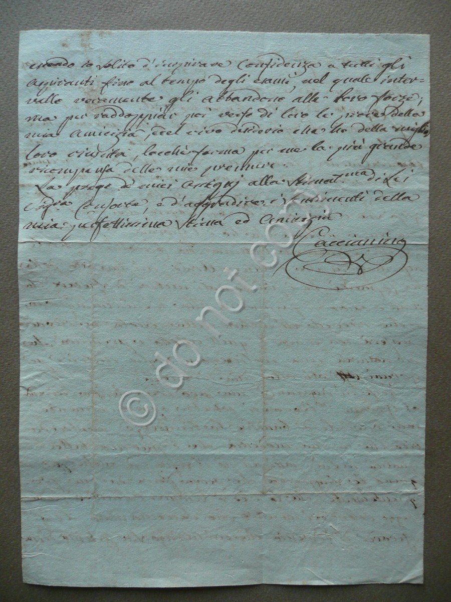Autografo Antonio Caccianino Lettera 1809 Matematica Scuola Militare Modena