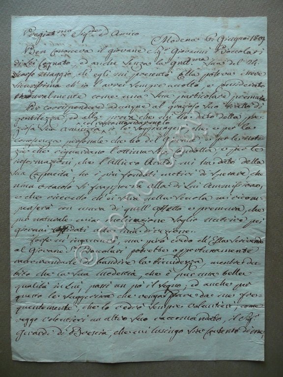 Autografo Antonio Caccianino Lettera 1809 Matematica Scuola Militare Modena
