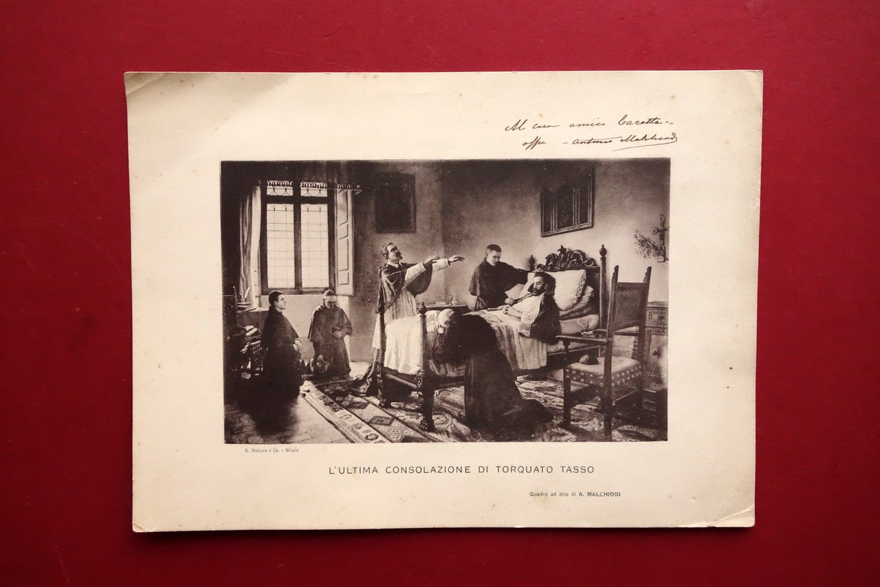 Autografo Antonio Malchiodi Dedica Firmata su Fotocromia di Quadro a …
