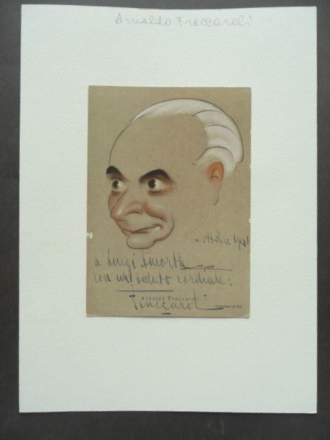 Autografo Arnaldo Fraccaroli Disegno Caricatura ZA Dedica Amorth Ottobre 1941 | Immagine principale