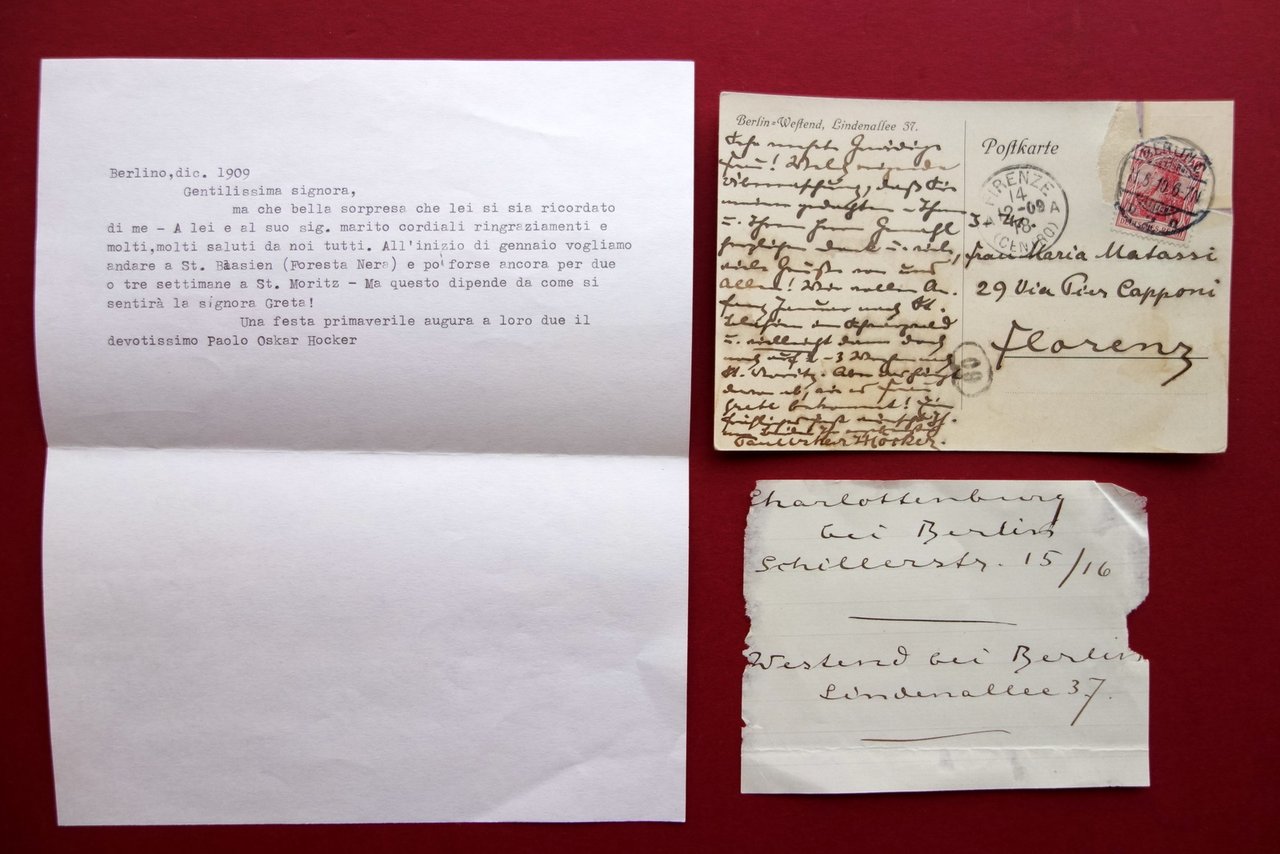 Autografo Arte Pittura Monaco Paul Hocker Hoecker Scrittore 1909