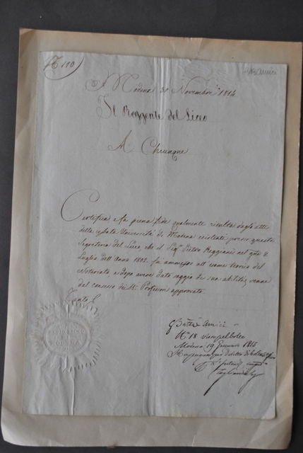 Autografo Astronomia Matematica Ottica Amici Modena Firenze Universit‡ 1814