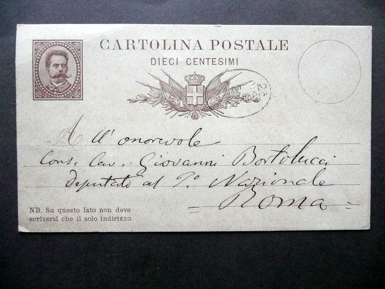 Autografo Augusto Conti Cartolina Postale 1879 Letterato Filosofo Tomismo