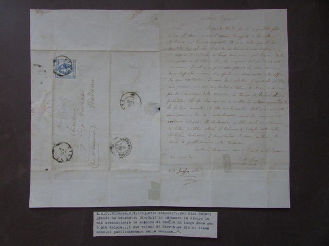 Autografo Augusto Conti Filosofia San Miniato Montanara 1863 Morte Figlio