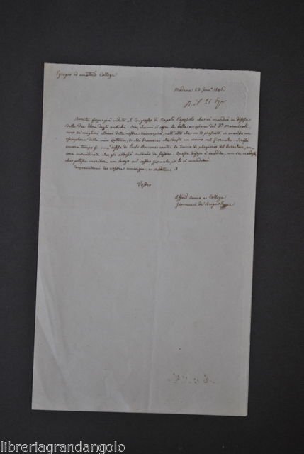 Autografo Botanica Giardini Ducali Modena Orto Botanico Brignoli Brunoff 1846