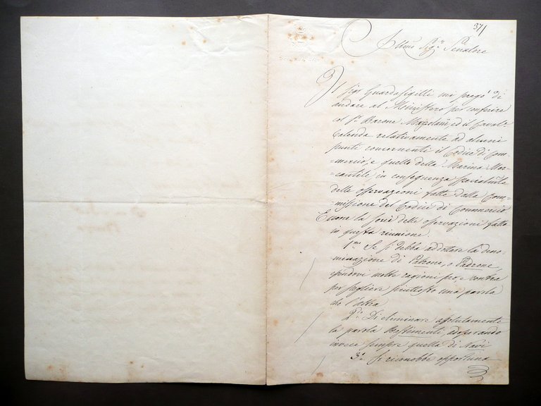 Autografo Bruzzo Giuseppe Firma Manoscritto Osservazioni Marina Mercantile 1865 | Immagine Gallery 3