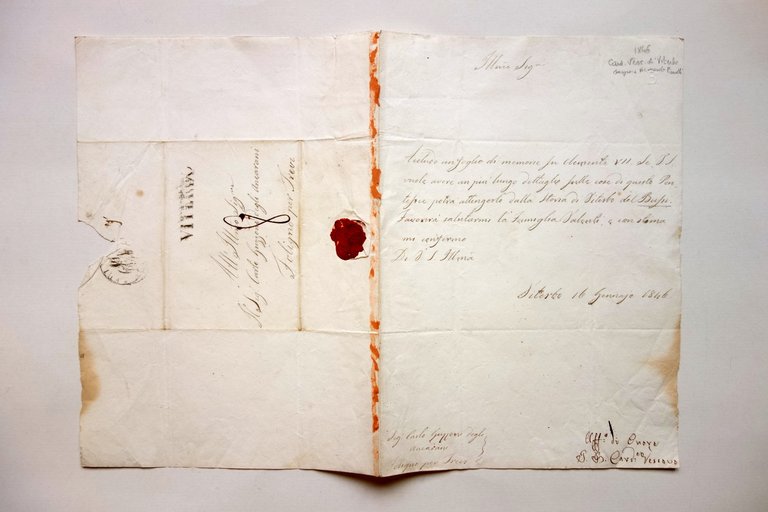 Autografo Cardinale G. Bernardo Pianelli Vescovo di Viterbo Firma Lettera 1846