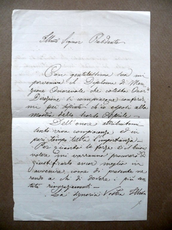 Autografo Carlo Grossi Lettera Milano 1890 Pittore Carpi Modena Arte