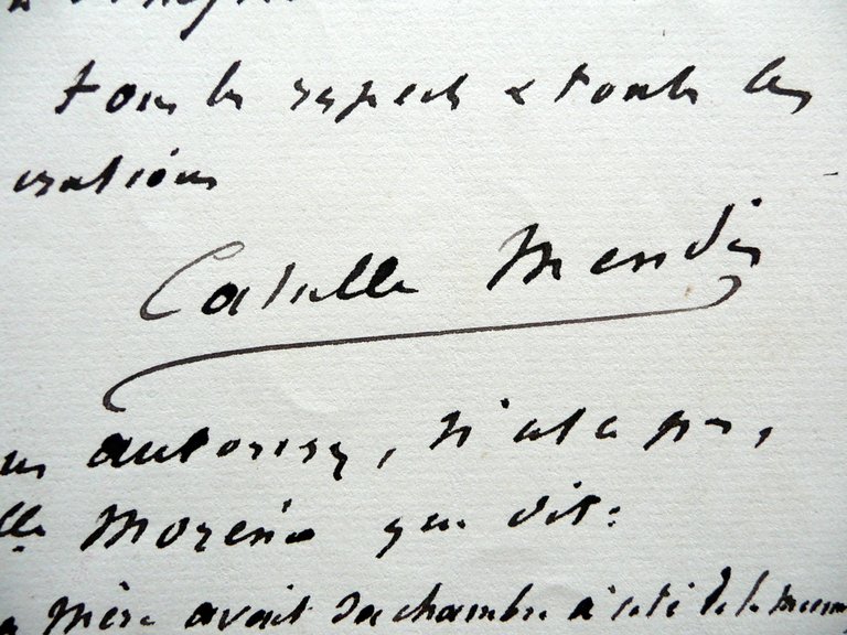 Autografo Catulle Mendes Bordeaux Lettera Fine '800 Poeta Romanziere Letteratura