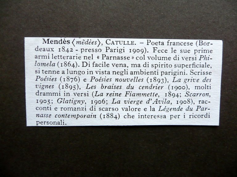 Autografo Catulle Mendes Bordeaux Lettera Fine '800 Poeta Romanziere Letteratura