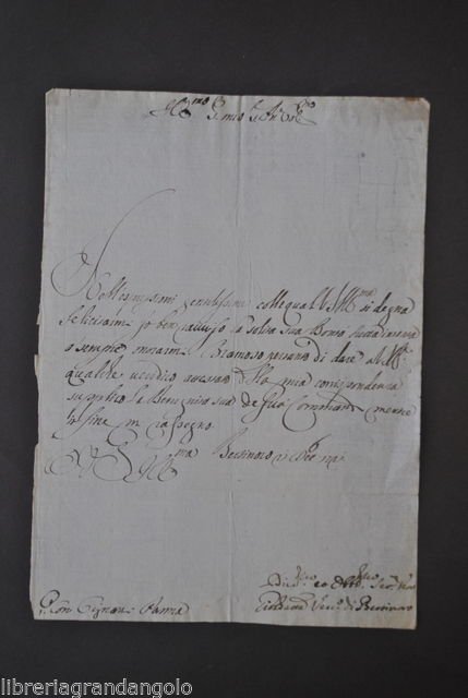 Autografo Chiesa Vescovo Bertinoro Romagna Missiroli Lettera Parma 1721