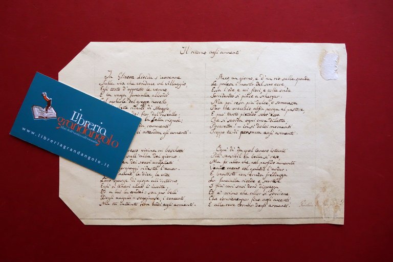 Autografo Conte Jacopo Sanvitale Scherzo Allegorico Nozze Dalla Rosa Soragna