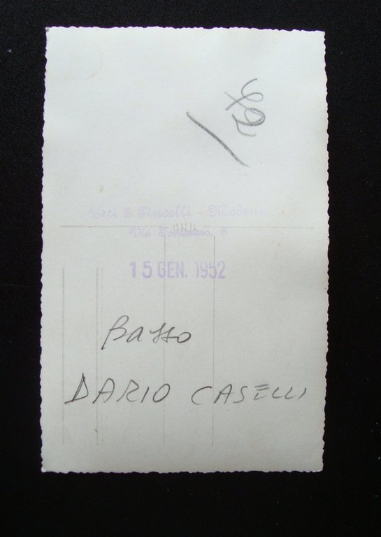 Autografo Dario Caselli Basso 1952 Foto Botti e Pincelli Lirica