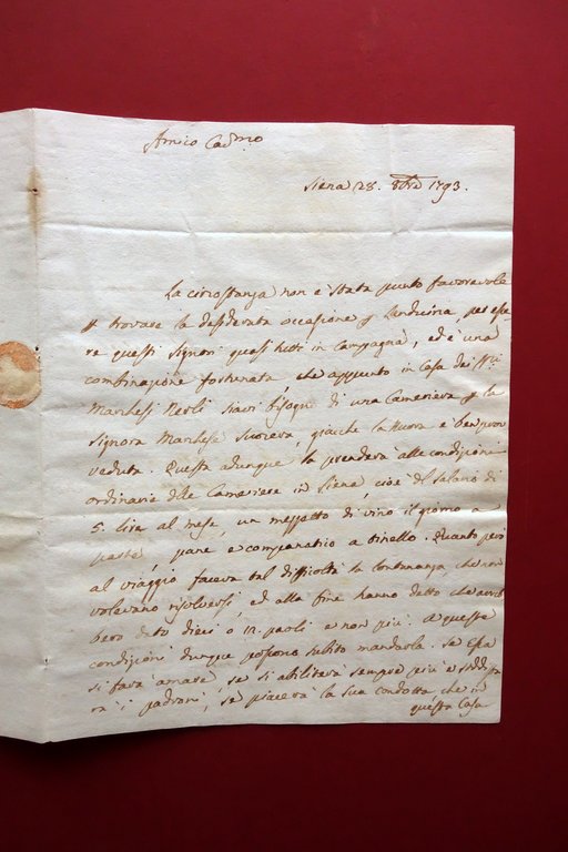 Autografo Domenico Battini Lettera Medico Siena Assunzione di Cameriera 1793 | Immagine Gallery 3