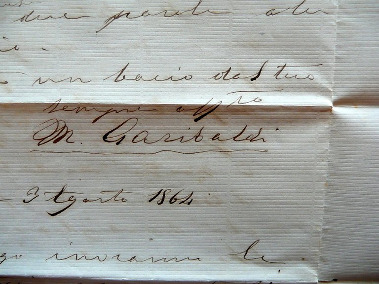 Autografo Domenico Menotti Garibaldi Lettera Caprera 3 agosto 1864 Risorgimento