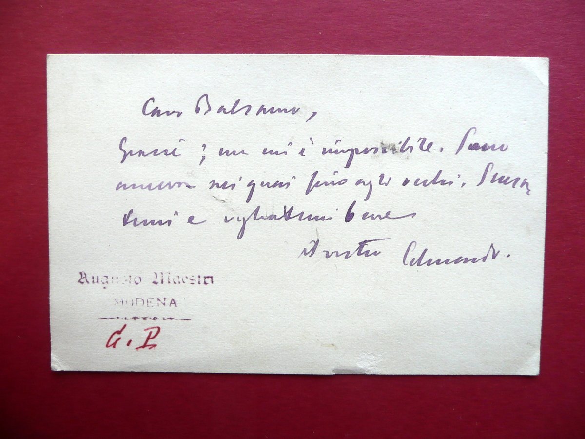 Autografo Edmondo de Amicis Biglietto Gustavo Balsamo Crivelli Letteratura Raro