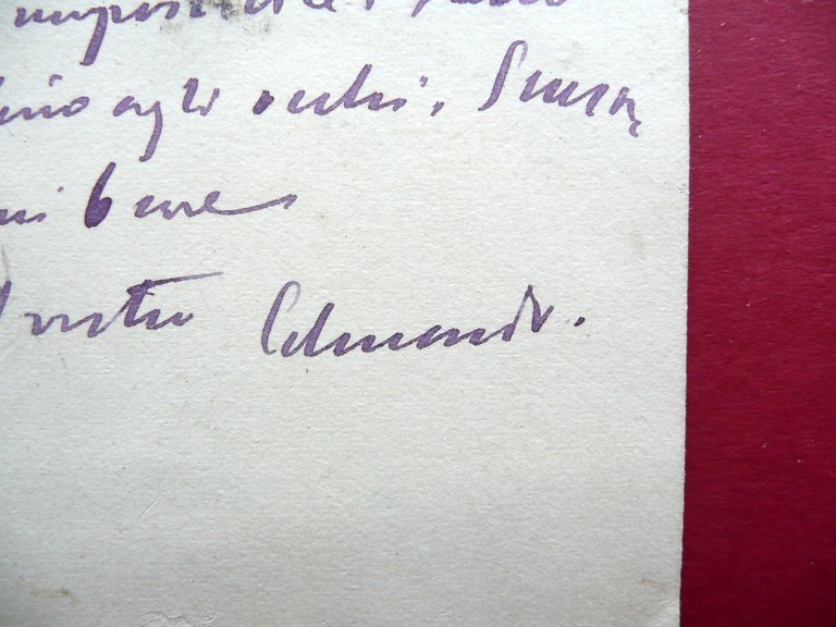 Autografo Edmondo de Amicis Biglietto Gustavo Balsamo Crivelli Letteratura Raro
