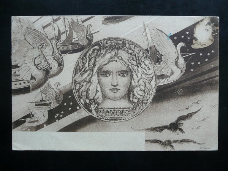 Autografo Edoardo Dalbono Cartolina Pro Flotta Aerea Napoli 1913 Pittura …