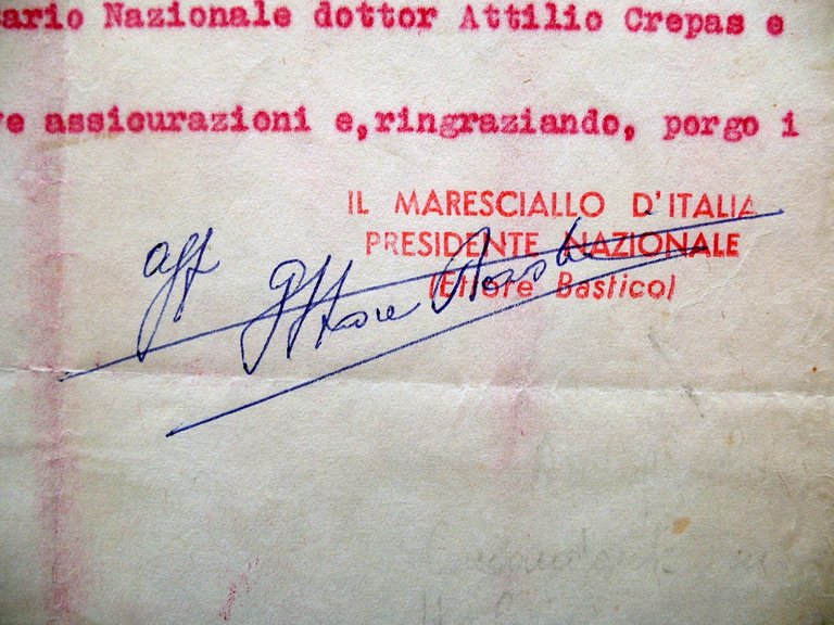 Autografo Ettore Bastico Lettera 1957 Alleanza Tricolore Italiana Africa WW2