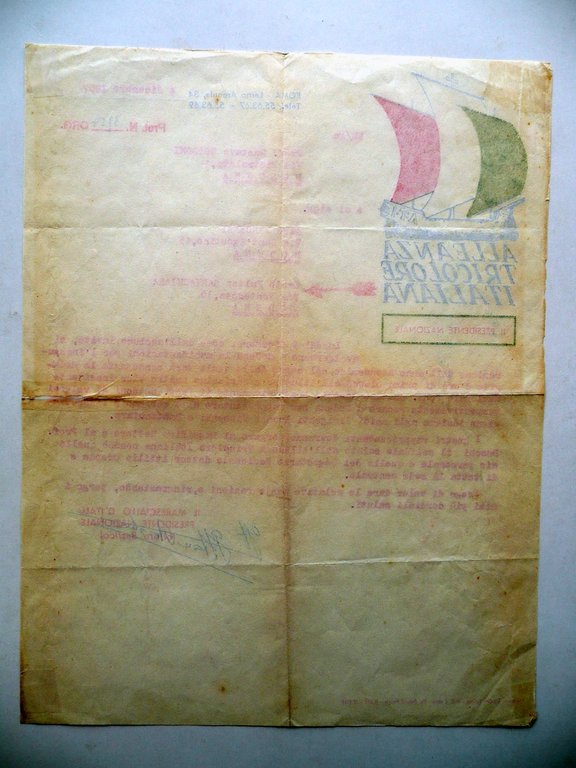 Autografo Ettore Bastico Lettera 1957 Alleanza Tricolore Italiana Africa WW2