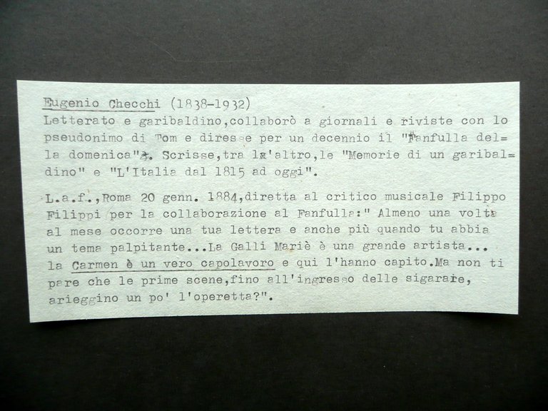 Autografo Eugenio Checchi Lettera Fanfulla della Domenica Roma 1884 Filippi | Immagine Gallery 4