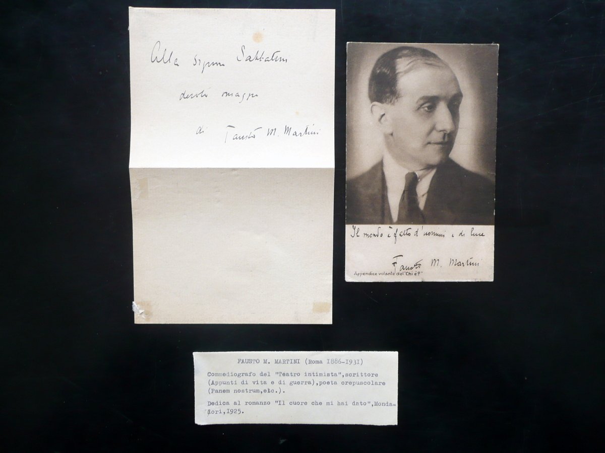 Autografo Fausto M. Martini Dedica Romanzo Cartolina Roma Teatro Anni …