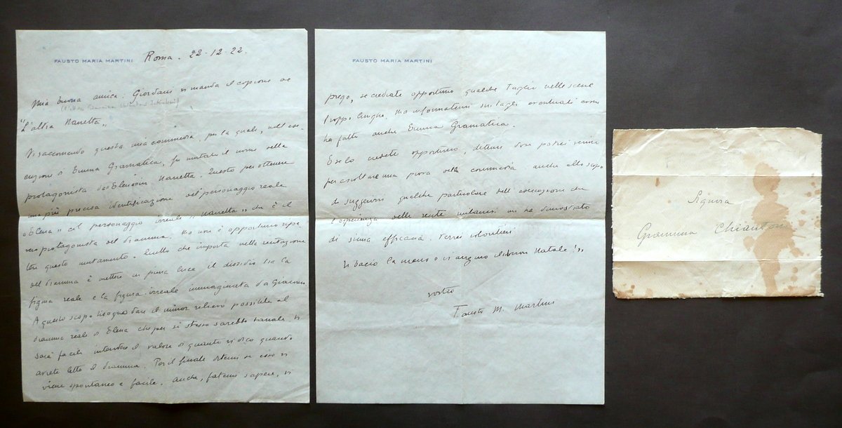 Autografo Fausto Maria Martini Lettera Roma 22/12/1922 L'Altra Nanetta Chiantoni | Immagine principale