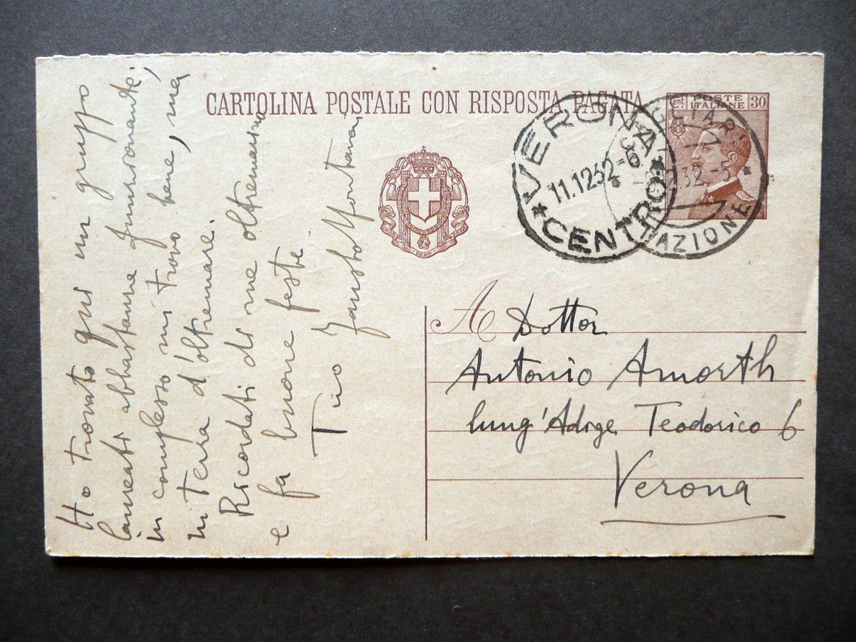 Autografo Fausto Montanari Cartolina Postale Cagliari 9/12/1932 Letteratura