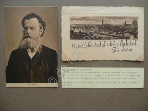 Autografo Felix Dahn Cartolina Postale Pensiero Storico Romanziere Germania