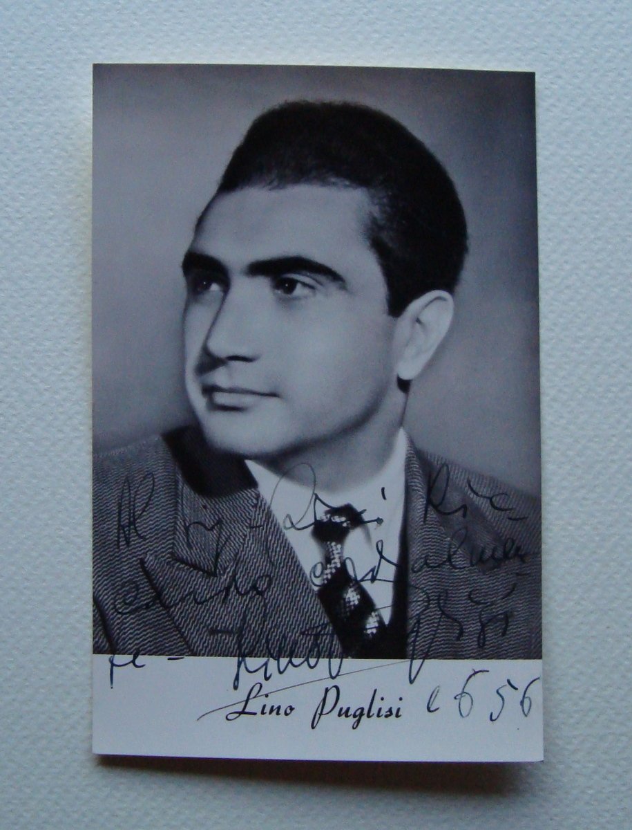 Autografo Fotografia Lino Puglisi Baritono 1956 Lirica | Immagine principale