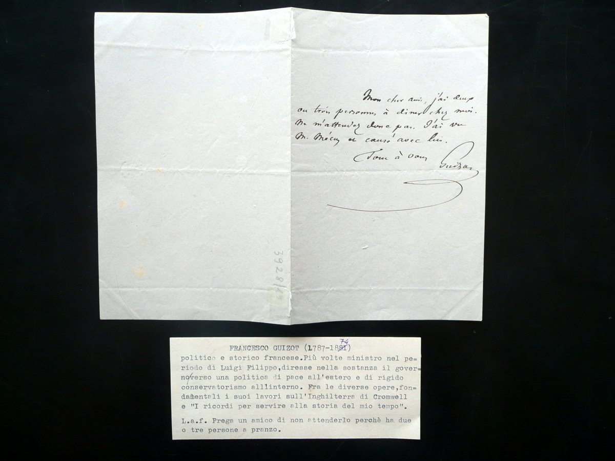 Autografo FranÁois Guizot Lettera Politica Francia Ministro Luigi Filippo Storia