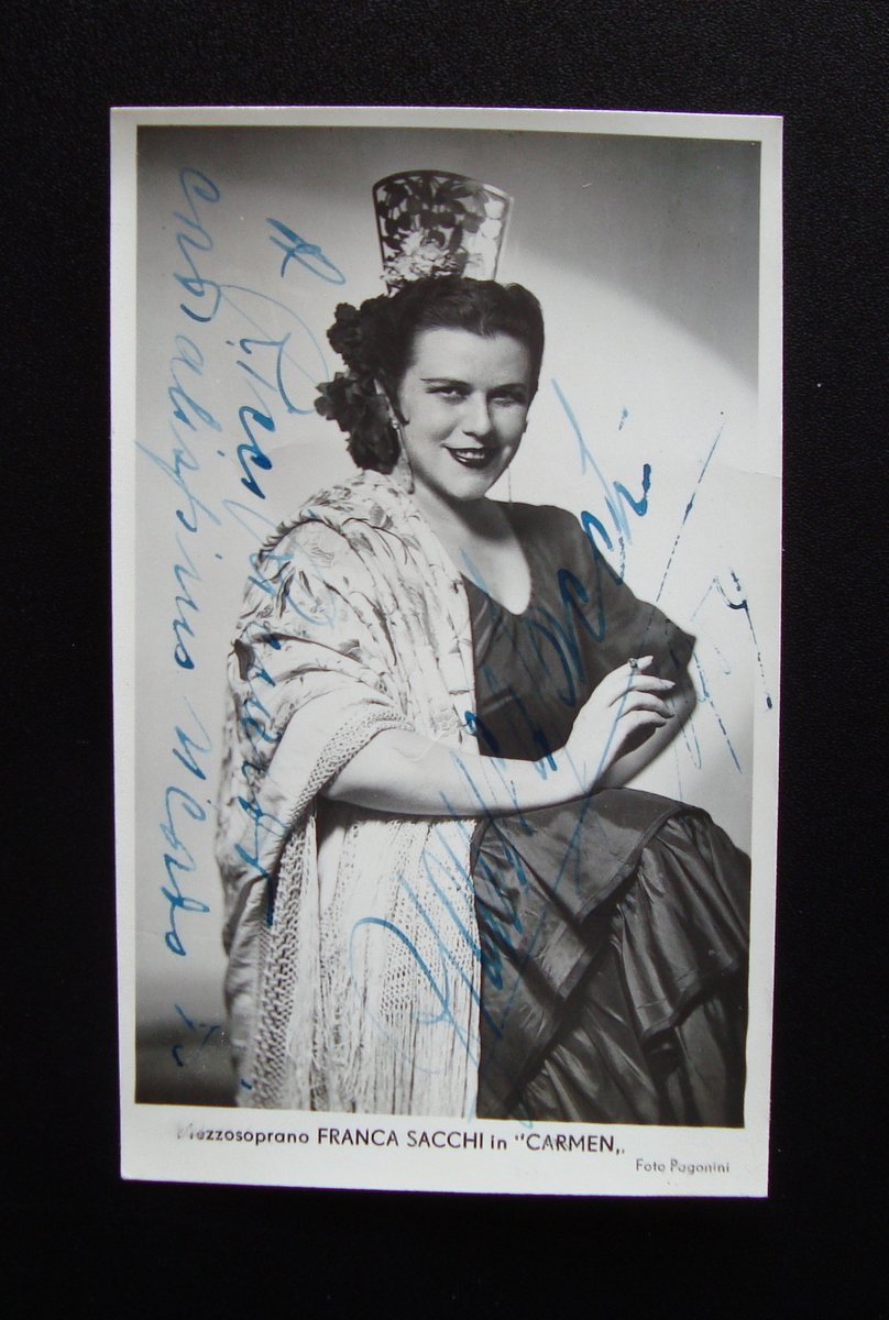 Autografo Franca Sacchi Mezzosoprano foto Paganini Genova Carmen Lirica | Immagine principale