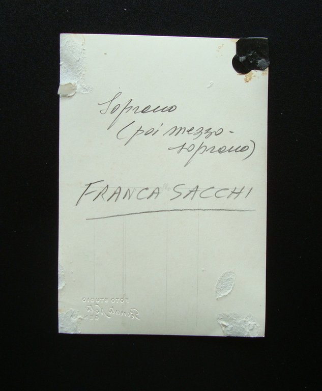 Autografo Franca Sacchi Soprano 1954 Reggio Emilia Foto Noto Lirica