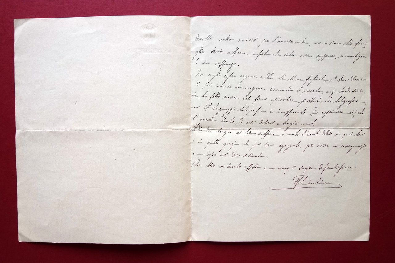 Autografo Francesco Dentice d'Accadia Lettera Condoglianze Famiglia Amorth 1934 | Immagine principale