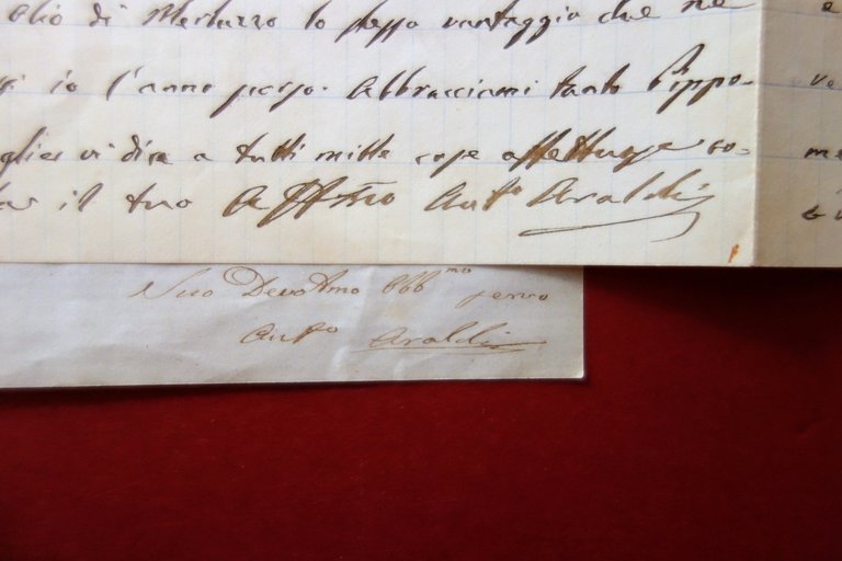 Autografo Generale Antonio Araldi Due Lettere 1856-1887 Risorgimento