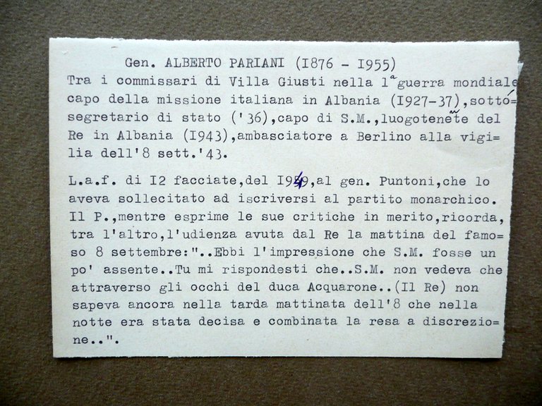 Autografo Generale Pariani Lunga Lettera Malcesine 1949 8 Settembre 1943 … | Immagine Gallery 6
