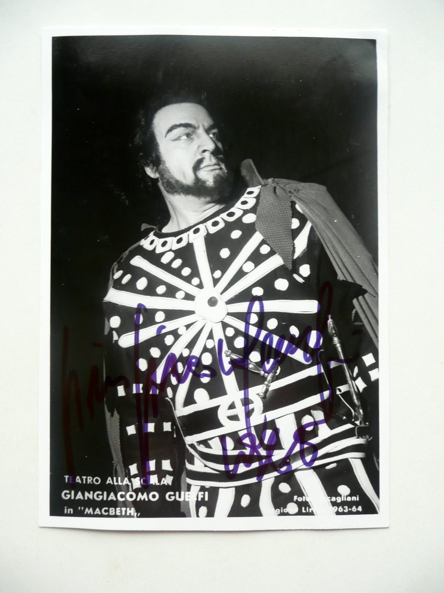 Autografo Giangiacomo Guelfi Lirica Fotografia Macbeth Teatro Scala Anni '60