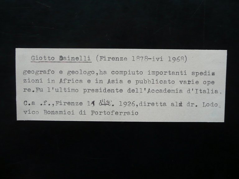 Autografo Giotto Dainelli Lettera 1926 Geologia Africa Bonamici Portoferraio