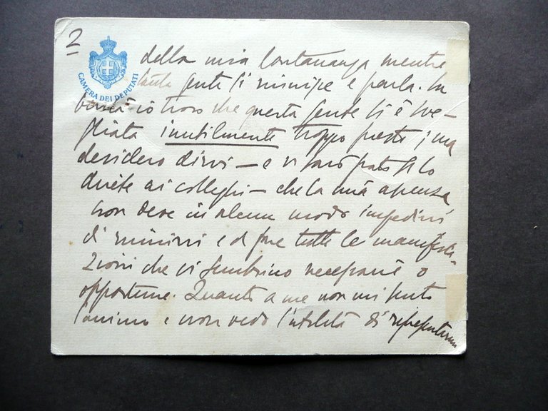 Autografo Giovanni Amendola Cartoncino Camera dei Deputati Antifascismo Politica