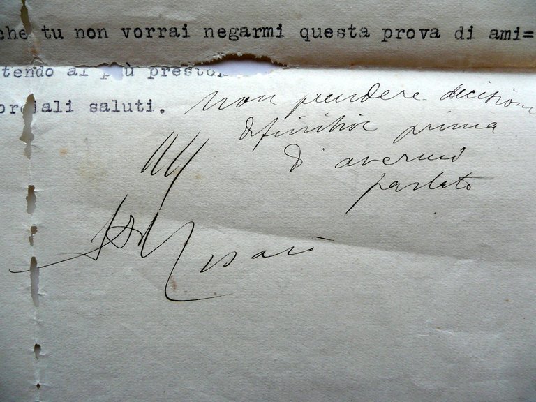 Autografo Giovanni Antonio Colonna di CesarÚ Democrazia Sociale Lettera 1924