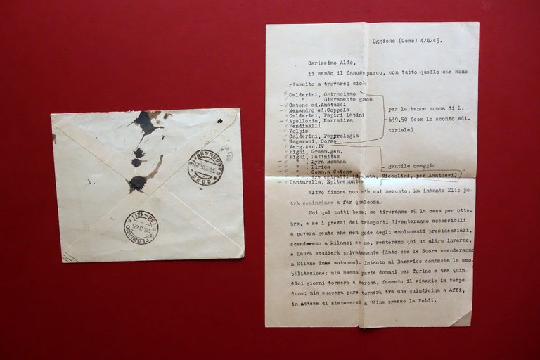 Autografo Giovanni Battista Pighi Lettera Firmata Oggiono 4/6/1945 Latinista | Immagine Gallery 2