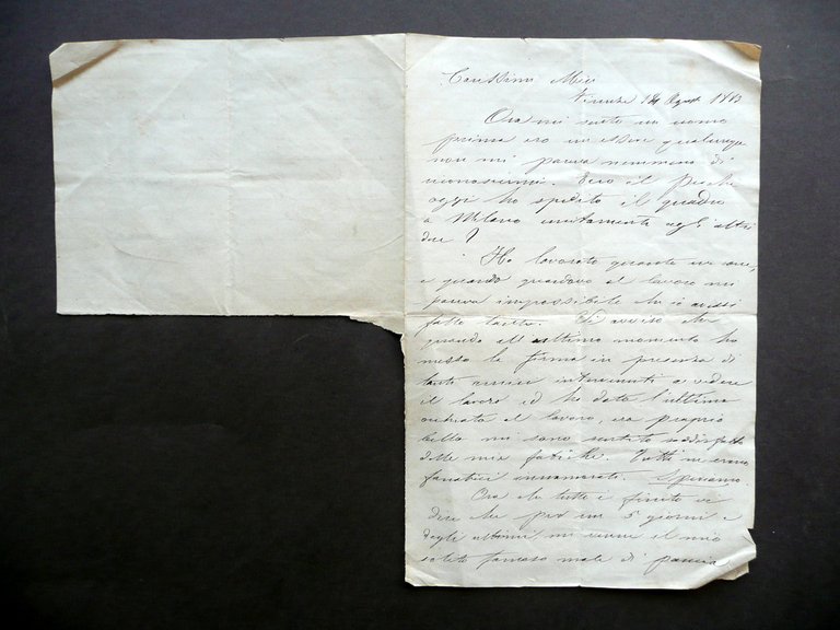 Autografo Giovanni Muzzioli Pittore Modena Lettera Firenze 14/8/1883 Arte