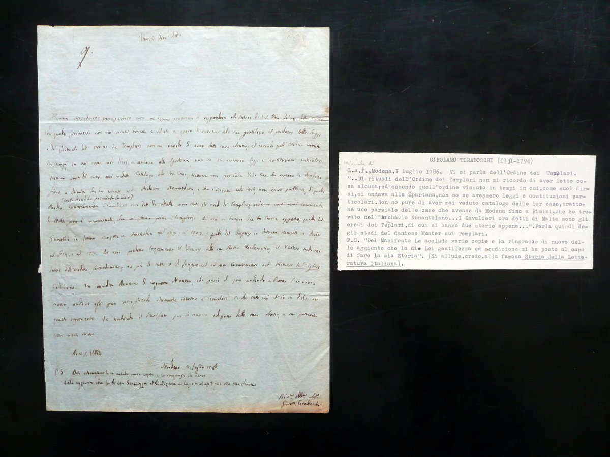 Autografo Girolamo Tiraboschi Lettera Modena 1 Luglio 1786 Ordine dei …