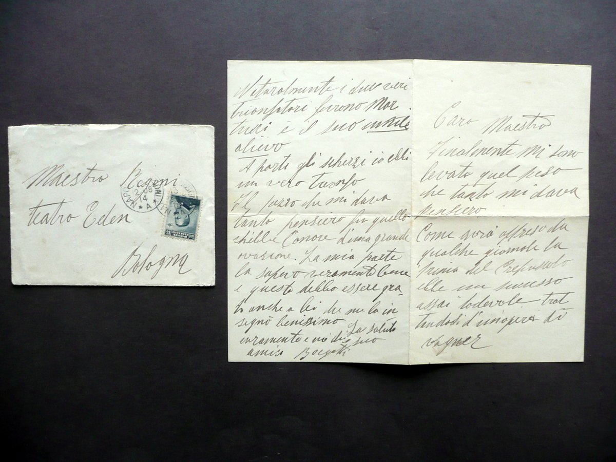 Autografo Giuseppe Borgatti Lettera Wagner Prima Crepuscolo 1908 Lirica Raro