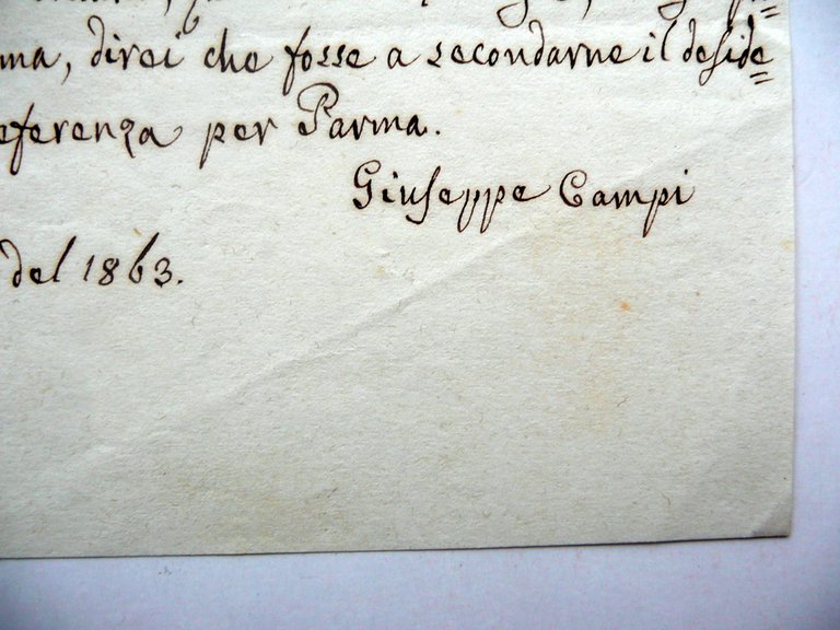 Autografo Giuseppe Campi Lettera Disposizioni 4 Firme San Felice Modena …