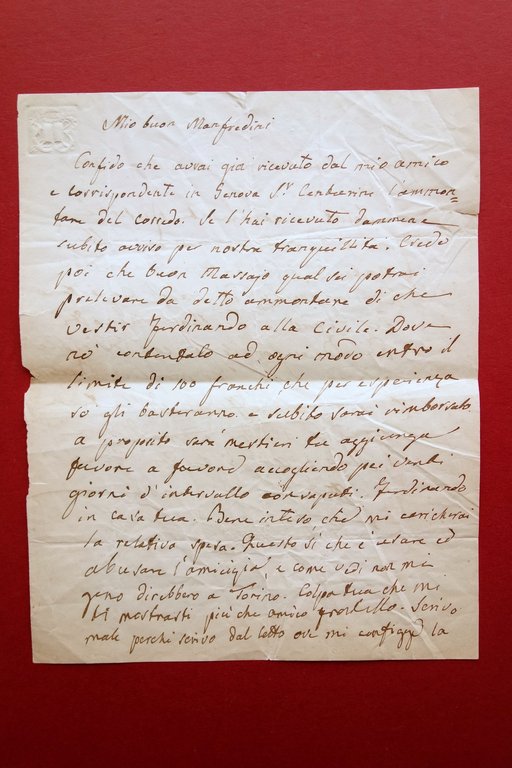 Autografo Giuseppe Malmusi Lettera Tangeri 2/3/1856 Militare Patriota Modena | Immagine Gallery 2