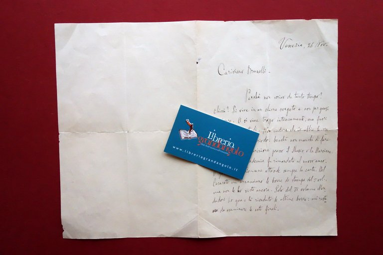 Autografo Giuseppe Ortolani Lettera a Bruno Brunelli Primo '900 Letteratura