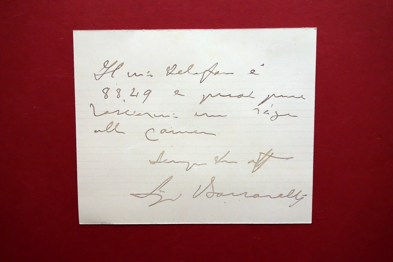 Autografo Giuseppe Sanarelli Igienista Politico Biglietto Monte San Savino '900 | Immagine principale