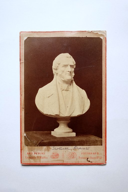 Autografo Giuseppe Soranzo Scultore Fotografia Busto 1898 Foto Perini Venezia