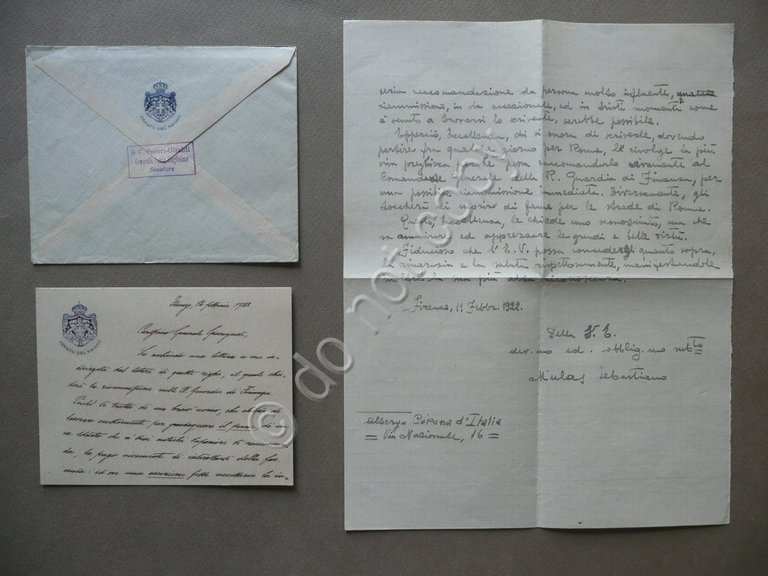 Autografo Guglielmo Pecori Giraldi Biglietto Lettera Mulas Amela Sassari 1922